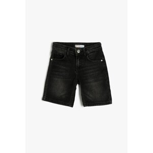 Koton Denim Shorts With Pocket. Cotton - Regular Jeans with an Adjustable Elastic Waist.