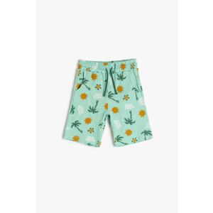 Koton Boys' Tie Waist Printed Shorts with Pockets 3skb40053tk