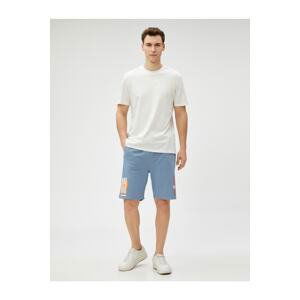 Koton Basketball Printed Shorts with Lace-Up Waist, Slim Fit with Pockets.