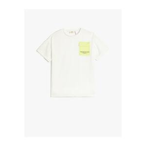 Koton T-shirt with Short Sleeves, Crew Neck Flap, Pocket Detailed.