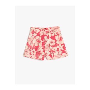 Koton Floral Linen Shorts with Elastic Waist.