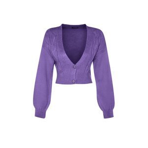 Trendyol Purple Crop Měkký texturovaný pletený svetr