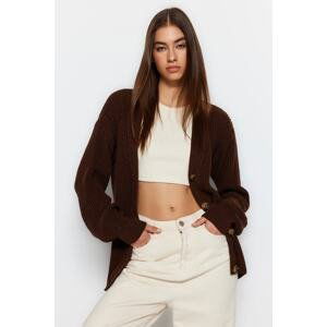 Trendyol Brown Knit Detailní pletený svetr