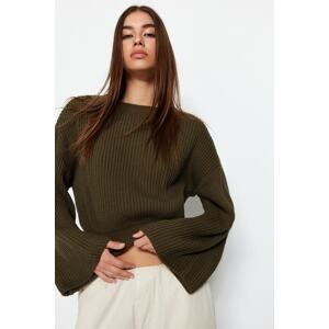 Trendyol khaki crop a španělský pletený svetr s rukávy
