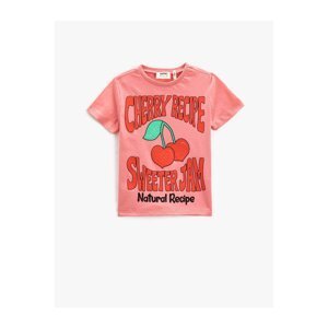 Koton Cherry Blossom T-Shirt Short Sleeved, Round Neck Cotton