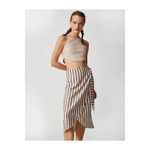 Koton Midi Skirt Wrap Covered Waist Belted