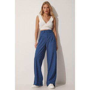 Happiness İstanbul Women's Dark Blue Pleated Wide Leg Pants