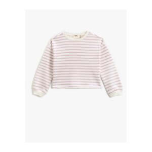 Koton A Crop Sweatshirt with a Round Neck Long Sleeve, Relaxed Fit.