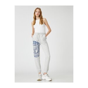Koton College Print Jogger Sweatpants with Lace-Up Waist.