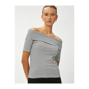 Koton Off-the-Shoulder T-Shirt with Short Sleeves in a Slim Fit