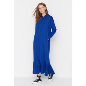 Trendyol Dark Navy Blue Knitted Sweat Dress with a Hooded
