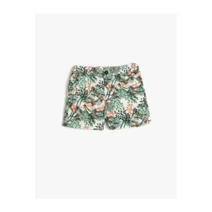 Koton Shorts with a floral print. Pockets Cotton Cotton with Adjustable Elastic Waist.