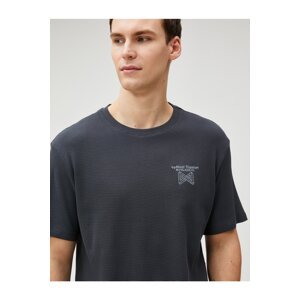 Koton vyšívané tričko s mottem posádka s texturou krátký rukáv bavlna