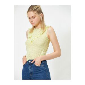 Koton Women's Yellow Crew Neck Ruffle Detailed Singlet.