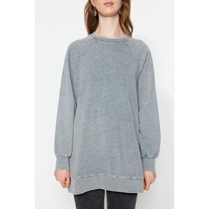 Trendyol Gray Knitted Wash Sweatshirt