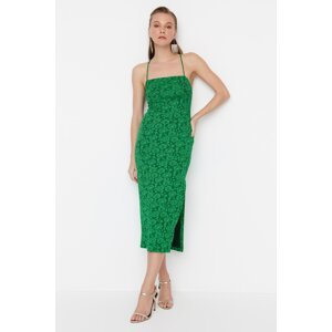 Trendyol zeleno-vícebarevné pletené texturované elegantní večerní šaty