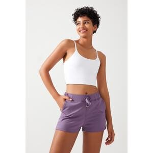 LOS OJOS Women's Lilac Pockets Elastic Waist Basic Fit Sport