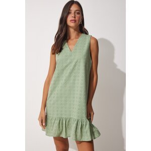 Happiness İstanbul Women's Turquoise Scalloped Flared Summer Dress