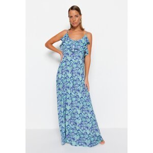 Trendyol Floral Pattern Maxi Woven Flounce Beach Dress