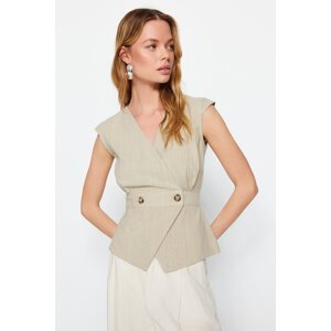 Trendyol Woven Bone Button Detail Double Breasted Woven Blouse