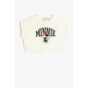 Koton Minnie Mouse Crop T-Shirt Licensed Short Sleeve Crew Neck Cotton.