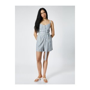 Koton Linen Blend With Shorts and Overalls With Straps and Belt