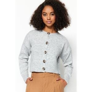 Trendyol šedý měkký texturovaný gradientní pletený svetr