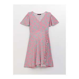 LC Waikiki Double Breasted Collar Short Sleeve Maternity Dress With A Flower