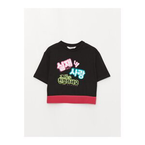 LC Waikiki Crew Neck K-pop Printed Short Sleeve Cotton Girls' T-Shirt