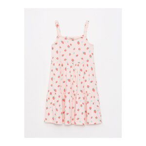 LC Waikiki Square Neck Patterned Straps Cotton Girls' Dress