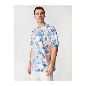 Koton Oversize T-Shirt with Abstract Print Short Sleeves Crew Neck Cotton