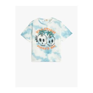 Koton Tie-Dyeing Patterned T-Shirt Short Sleeved Crew Neck Dry Skull Printed