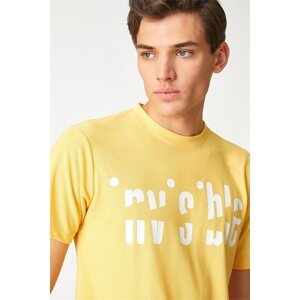 Koton 3sam10292hk 151 Men's Yellow Cotton Jersey Short Sleeve T-shirt