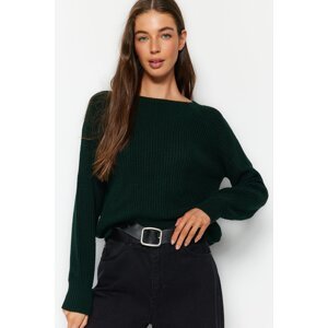 Trendyol Emerald Green Raglánový rukáv pletený svetr