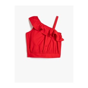 Koton Ruffled One-Shoulder Blouse with an Elastic Waist.