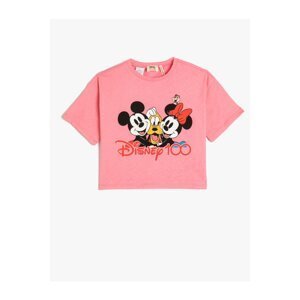 Koton Crop Oversize T-Shirt Minnie And Mickey Mouse Printed Licensed