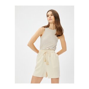 Koton Linen-Mixed Shorts with Pocket. Tie Waist.