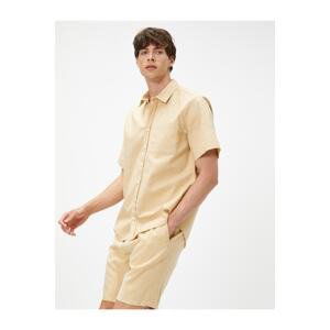 Koton Summer Shirt with Short Sleeves, Slim Fit, Classic Collar, Pocket Detailed.