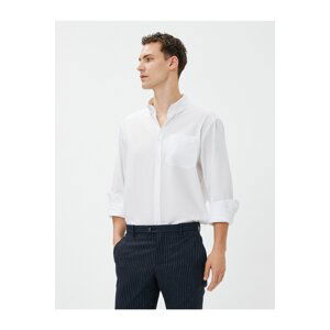 Koton Basic Shirt with a Loose fit, Classic Collar, Pocket Detailed, Cotton Non Iron.