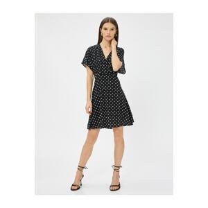 Koton Mini Polka Dot Dress Wraparound Short Sleeve Ecovero® Viscose
