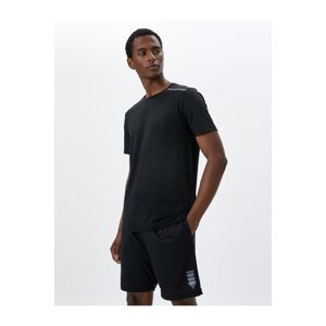 Koton Sports T-Shirt with Reflective Stripe Crew Neck Short Sleeved.