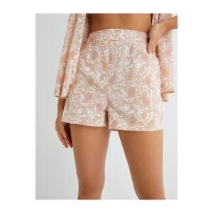 Koton Shorts With Pajamas High Waist Buttoned Textured Cotton