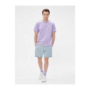 Koton Cotton T-Shirt with Print Detail Short Sleeves Crew Neck.