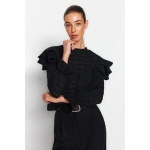 Trendyol černý texturovaný pletený svetr