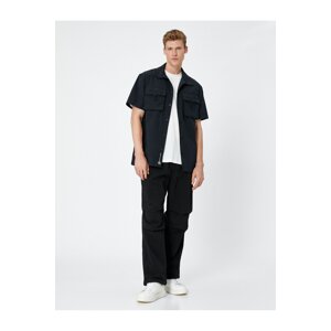 Koton Sporty Shirt with Pocket Detailed Pajamas, Classic Collar, Short Sleeves.