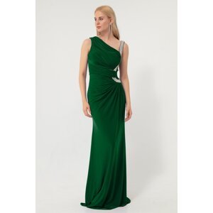 Lafaba Dámské smaragdově zelené kamenné ramínko dlouhé večerní šaty