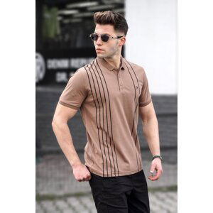 Madmext Men's Polo Collar Brown T-Shirt 5822