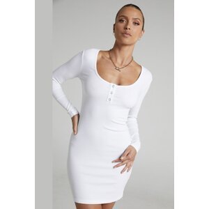 Madmext White Long Sleeve Basic Women's Mini Dress
