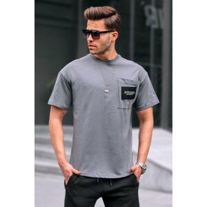 Madmext Smoked Crew Neck Pocket Detailed T-Shirt 6091