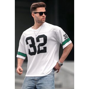 Madmext Men's White Printed Oversize T-Shirt 5838